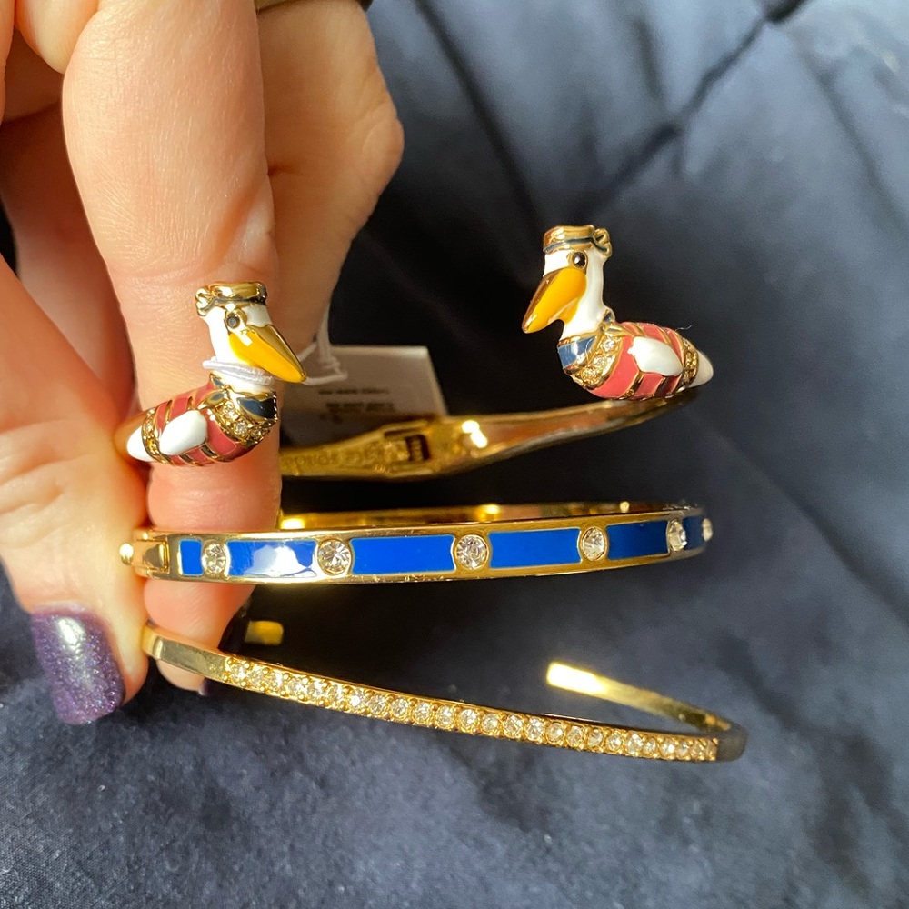 Kate Spade Pelican enamel bracelet bangle set